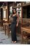 Zirconium Stone Maxi Length Sweetheart Collar Lycra Dress - 5