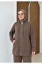 Pocket Detailed Zippered Hooded Set-Light Brown - 2
