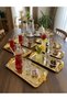 Gold Stainless Steel 6-Piece Rectangular Serving and Presentation Tray with Gold Handles - 2