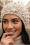 Women's Floral Motif Embossed Knitted Knitwear Winter Beanie - 7