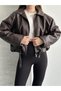 Premium Fur Lined Oversize Women's Leather Coat with Belt Detail - 4