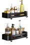 2-Pack Stainless Steel Corner Shower Caddy,No-Drilling Waterproof Bathroom Organizer with 4 Hooks,Black