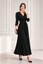 Women's Three Quarter Sleeve Double Breasted Collar Waist Tie Long Casual Dress - 5