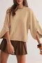 Beige Gülseli Crew Neck Sweater with Cuff Detail