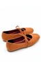 Aster Women's Suede Orange Bow Detailed Suede Flat Toe Orthopedic Pad Supported Daily Ballet Shoes - 4
