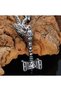 Mjölnir Thor Hammer Pendant – Antique Silver Color with Valknut Symbol, Tarnish-Resistant Steel Men's Necklace - 3