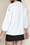 Cream Gülseli Crew Neck Sweater with Cuff Detail - 3