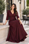 Timeless Elegance - Women's Double-Breasted Collar, Waist-Tie, Flowing Long Formal Dress - 6