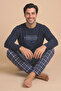 5804 Interlock Winter Thick Fabric Plaid Pajamas Men's Home Pajama Set - 2
