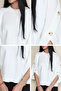 Cream Gülseli Crew Neck Sweater with Cuff Detail - 4