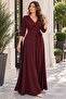 Timeless Elegance - Women's Double-Breasted Collar, Waist-Tie, Flowing Long Formal Dress - 2