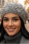 Women's Floral Motif Embossed Knitted Knitwear Winter Beanie - 3