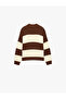 Long Sleeve Crew Neck Striped Sweater - 6
