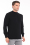 Black Men's 100% Cotton Textured Knit Half Turtleneck Sweater Trist-1206 - 3
