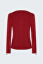 Cardigan with Zipper Detail on Sleeves - Red - 4