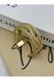 Gold Color Wicker Look Three Row Modern Design Handcuff Bracelet - 2