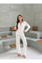 Ecru Ruffle Detailed Buttoned Cotton Pajama Set - 5