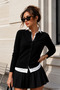Women's Black Cotton Long Sleeve Crew Neck Body Hugging Buttoned Basic Cardigan - 4
