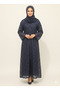Rizqé Midnight Sapphire Navy Floral Net Modest Abaya