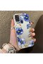 Samsung Galaxy A21S Compatible Elegant Flower Case, Blue Flower Golden Branch Creative Flat Print
