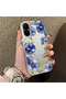 Realme C67 4g Compatible Elegant Flower Case, Blue Flower Golden Branch Creative Flat Printing