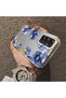 Samsung Galaxy A34 Compatible Elegant Flower Case, Blue Flower Golden Branch Creative Flat Print - 2