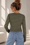 Women's Striped Crew Neck Long Sleeve Basic Blouse Zg3535 - 4
