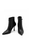 Genuine Leather Pointed Toe Zippered Women's Boots 053 Black (Black) - 6