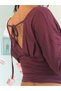 Flowy V-Neck Long Sleeve Blouse - Plum - 4