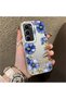 Infinix Hot 60 Pro Plus Compatible Elegant Flower Case, Blue Flower Golden Branch Creative Flat Printing