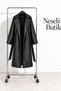 Women's Black Sleeve Detailed Full-Length Faux Leather Belted Premium Trench Coat Nbelv01 - 3