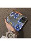 Samsung Galaxy A03/A04E/A04 Compatible Elegant Flower Case, Blue Flower Golden Branch Creative Flat Print - 2