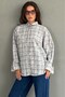 Blue Plaid Pattern Oversize Women's Shirt Mg2900 - 6