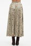 Women's Velvet Patterned Fabric Long Skirt with Elastic Waist and Lined Design - 3