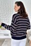 Polo Collar Striped Knitwear Blouse 7K039 - 2