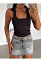 Zero Sleeve Blouse with Front Window - Black - 4