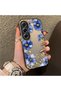 Elegant Flower Case Compatible with Tecno Camon 40, Blue Flower Golden Branch Creative Flat Print