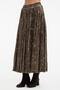 Women's Velvet Patterned Fabric Long Skirt with Elastic Waist and Lined Design - 2