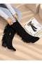 Arizona Black Suede Tasseled 5 cm Heel Dallas Boots Botties