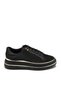 Women's Black Thick Sole Gold Stripe Detailed Lace-Up Casual Sports Walking Shoes Sneaker - 3