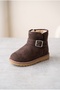 Children's Brown Suede Short Ankle Winter Boots with Warm Fur Inside - 5
