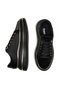 Women's Black Thick Sole Gold Stripe Detailed Lace-Up Casual Sports Walking Shoes Sneaker - 5