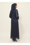 Rizqé Midnight Sapphire Navy Floral Net Modest Abaya - 3