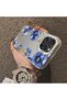 iPhone 16 Pro Max Compatible Elegant Floral Case, Blue Flower Golden Branch Creative Flat Print - 2