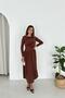 Women's Brown Brooch Detailed Sandy Fabric Draped Midi Length Dress Nbk5011