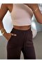 Two-Thread Wide-Leg Sweatpants - Brown - 4