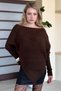 Asymmetrical Cut Boat Neck Ribbed Stylish Sweater - 5