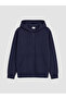 Vizyon New Season Navy Blue Hooded Thick Boys' Zippered Sweatshirt