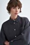 Women's Oversized Shirt with Pockets Smoked - 2