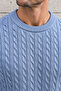 Hair Knit Crew Neck Wool Blend Men's Knitwear Sweater - Blue - 3